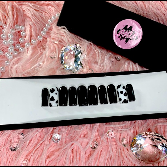 Other - Cow Print Long Square Press On Nail Set